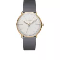 Junghans MAX BILL 33 Quartzuhr ros weiss Index Leder grau