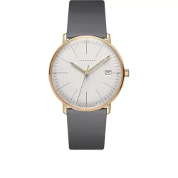 Junghans MAX BILL 33 Quartzuhr ros weiss Index Leder grau