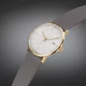 Junghans MAX BILL 33 Quartzuhr ros weiss Index Leder grau