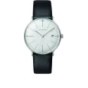 Junghans MAX BILL 33 Quartzuhr Stahl weiss Index Leder