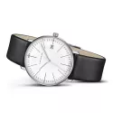 Junghans MAX BILL 33 Quartzuhr Stahl weiss Index Leder