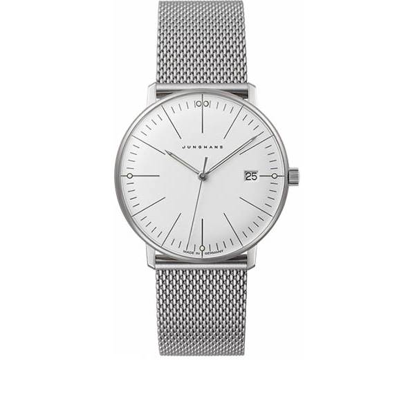 Junghans MAX BILL 33 Quartzuhr, Stahl hellgrau Index Mesh