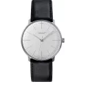 Junghans MAX BILL 38 Automatikuhr Stahl weiss Index Leder
