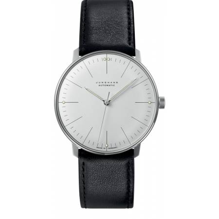 Junghans MAX BILL 38 Automatikuhr Stahl weiss Index Leder