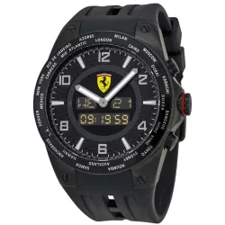 FERRARI World Time Digi-Analog Quartzuhr schwarz