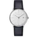 Junghans MAX BILL 38 Quartzuhr Stahl weiss Index Leder