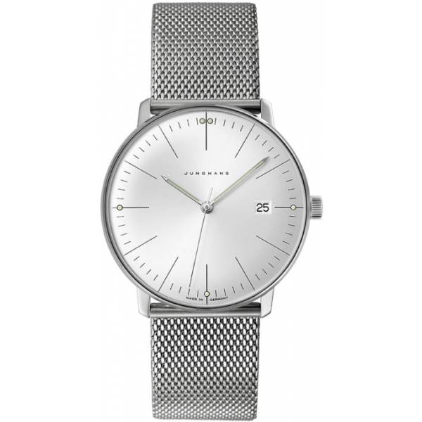 Junghans MAX BILL 38 Quartzuhr, Stahl hellgrau Index Mesh