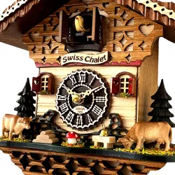 Kuckucksuhr Chalet Swiss Holz Q-Wanduhr Kühe