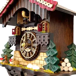 Kuckucksuhr Chalet Swiss Holz Q-Wanduhr Reh und Hase