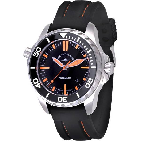ZENO-WATCH BASEL, Pro Diver II, XL Automatik Taucheruhr schwarz-orange