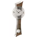 AMS Pendeluhr Quartz Wanduhr Glas Rückwand grau-braun