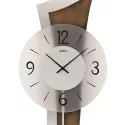 AMS Pendeluhr Quartz Wanduhr Glas Rückwand grau-braun