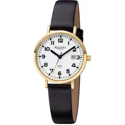 Regent Just Time: Armbanduhr mit Zahlen Leuchtzifferblatt 31mm verg
