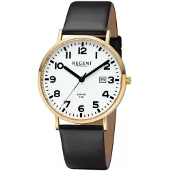 Regent Just Time: Armbanduhr mit Zahlen Leuchtzifferblatt 39mm verg
