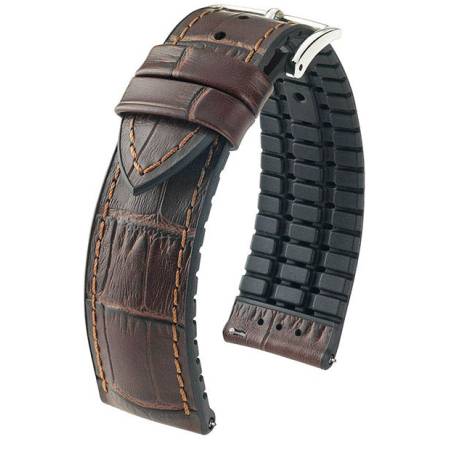 Uhrenband HIRSCH LederKautschuk Paul dunkelbraun 20mm
