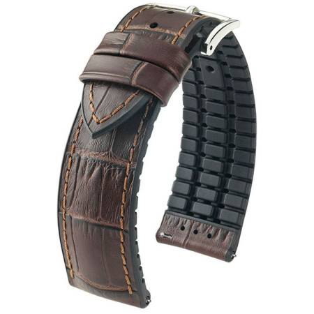 Uhrenband HIRSCH LederKautschuk Paul dunkelbraun 22mm