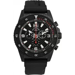 ZENO-WATCH BASEL PD Look Chronograph Quartz Edelstahl schwarz/rot