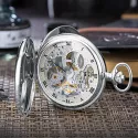 Klassik Taschenuhr Handaufzug Skelett Doppelsavonette