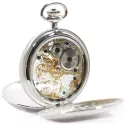 Klassik Taschenuhr Handaufzug Doppelsavonette Skelett chrom