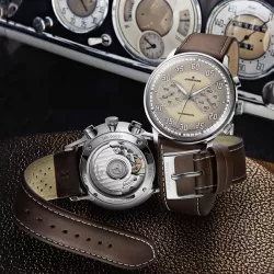 JUNGHANS Meister Driver Chronoscope Automatik Stahl Leder