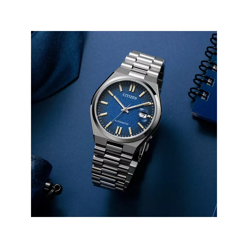 CITIZEN Tsuyosa 40 Retro Automatik Uhr Stahl dunkelblau