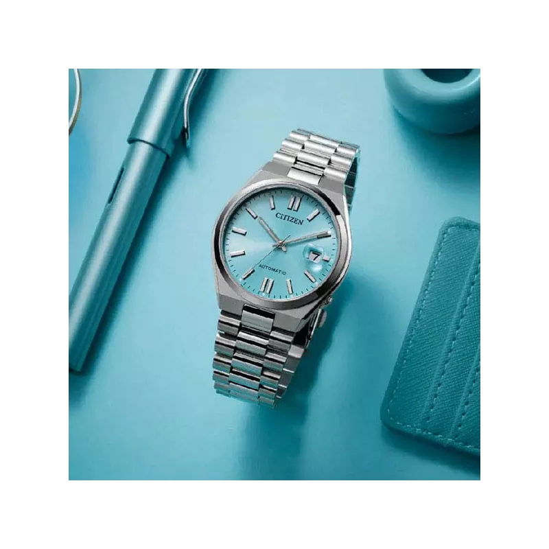 CITIZEN Tsuyosa 40 Retro Automatik Uhr Stahl eisblau