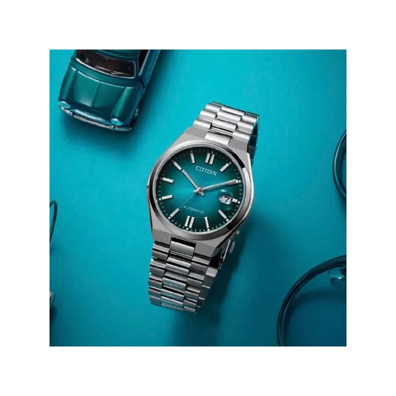 CITIZEN Tsuyosa 40 Retro Automatik Uhr Stahl petrolgrün