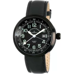 ZENO-WATCH BASEL Pilot Rondo Quartz Fliegeruhr GMT schwarz