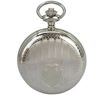 Klassik Taschenuhr Handaufzug Doppelsavonette Skelett chrom