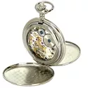 Klassik Taschenuhr Handaufzug Doppelsavonette Skelett chrom