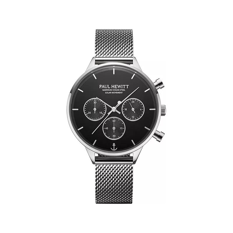 PAUL HEWITT Chronograph Oceanpulse 40 Solar Recy-Stahl schwarz