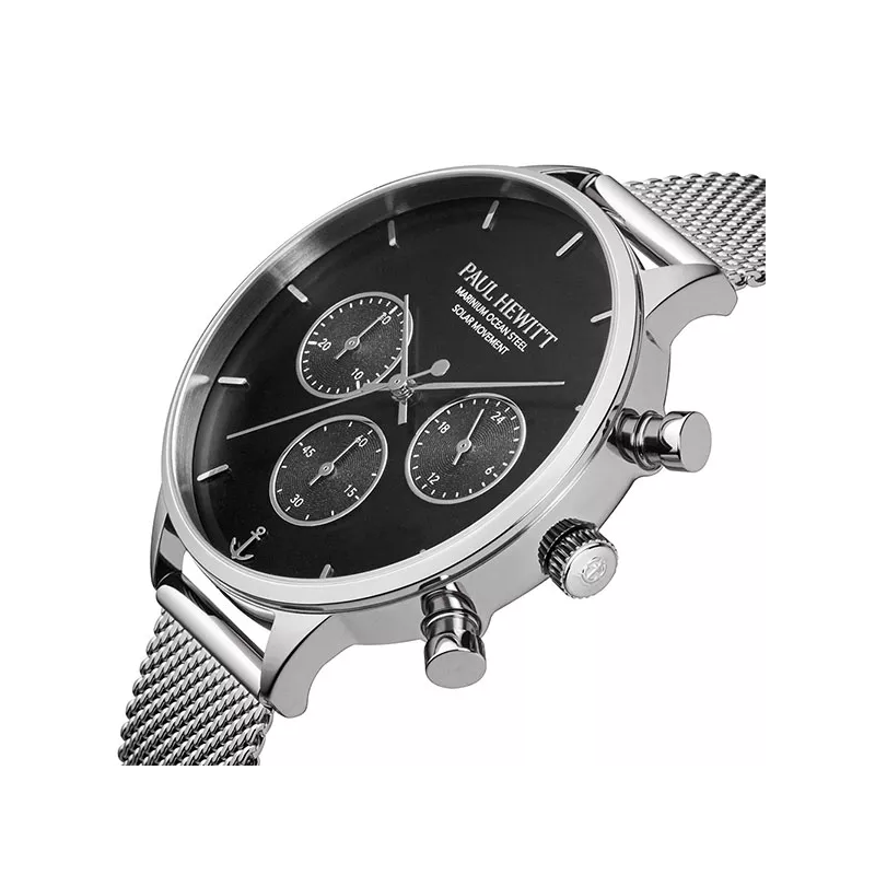 PAUL HEWITT Chronograph Oceanpulse 40 Solar Recy-Stahl schwarz