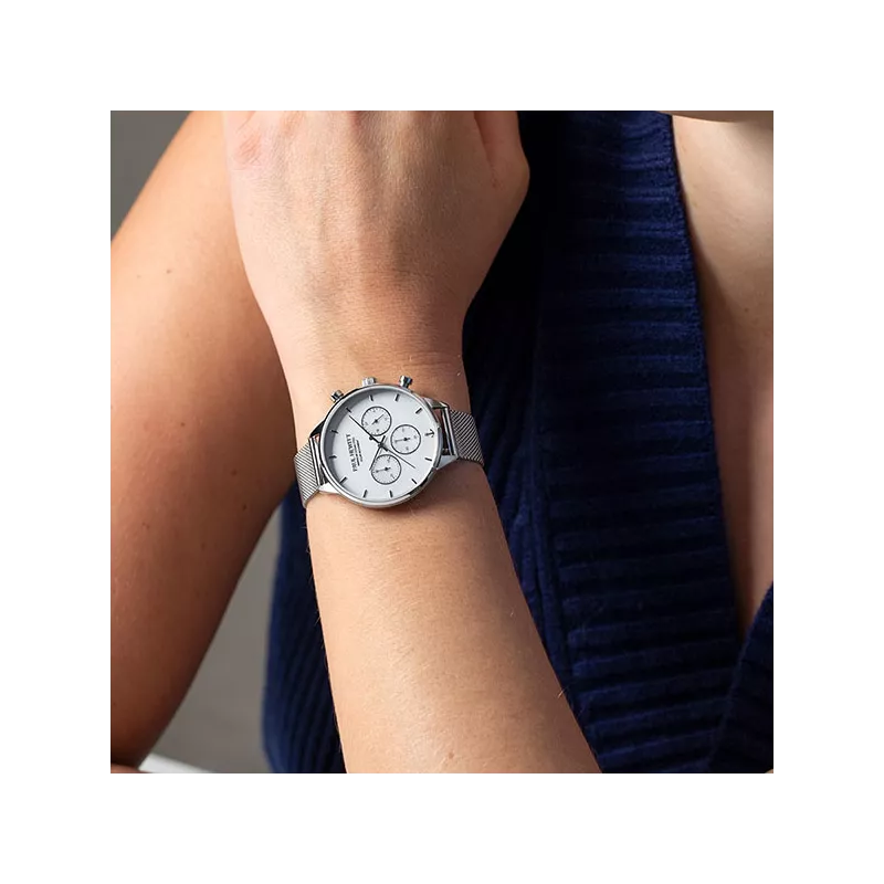 PAUL HEWITT Chronograph Oceanpulse 40 Solar Recy-Stahl weiss