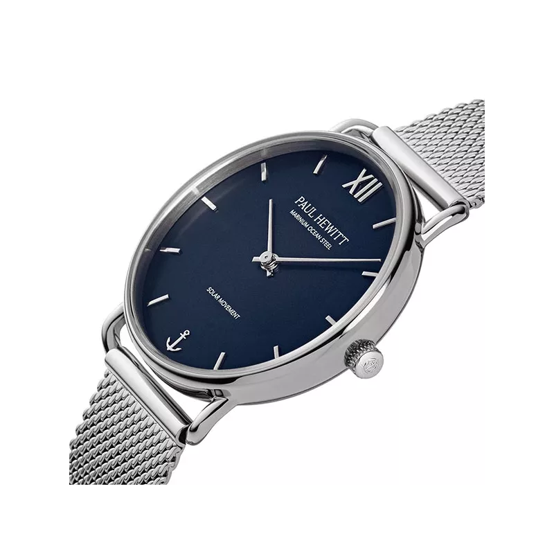 PAUL HEWITT Damenuhr Sailor 33 Solar Recy-Stahl dunkelblau