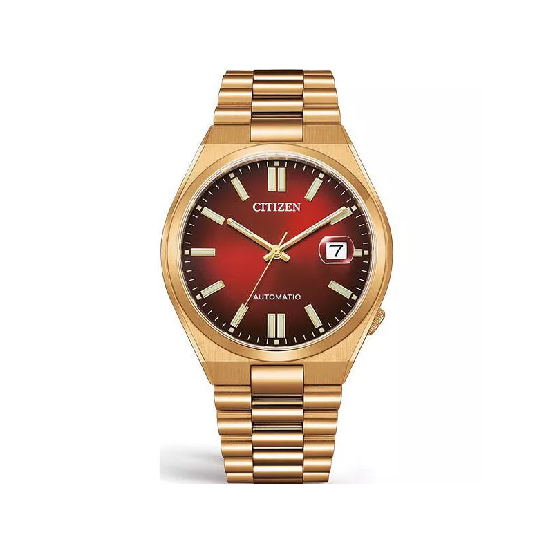 CITIZEN Tsuyosa 40 Retro Automatik Uhr vergoldet rot