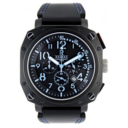 RENDEX Big Screws Chronograph Quartz Edelstahl PVD schwarz