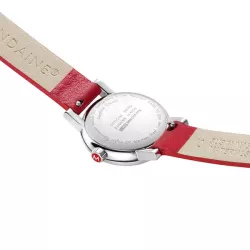 MONDAINE Evo2 26 Damen Bahnhofsuhr Petite Saphirglas rot