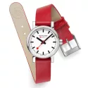 MONDAINE Evo2 26 Damen Bahnhofsuhr Petite Saphirglas rot
