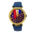 MURANO Skelettuhr Handaufzug klein Murrina Glas Carneval blau