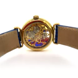 MURANO Skelettuhr Handaufzug klein Murrina Glas Carneval blau