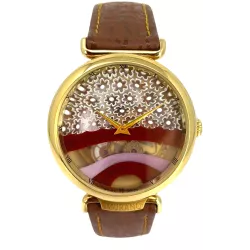 MURANO Skelettuhr Handaufzug Murrina Glas Herbst braun