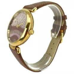 MURANO Skelettuhr Handaufzug Murrina Glas Herbst braun