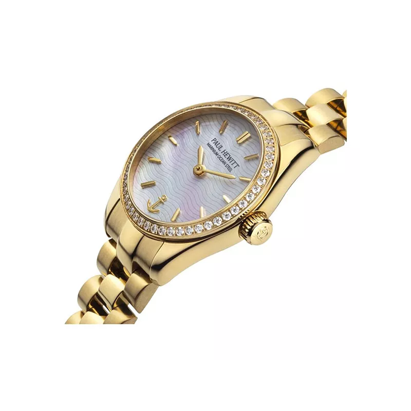 PAUL HEWITT Damenuhr Petit Soleil round 25 Solar Recy-Stahl gold pearl
