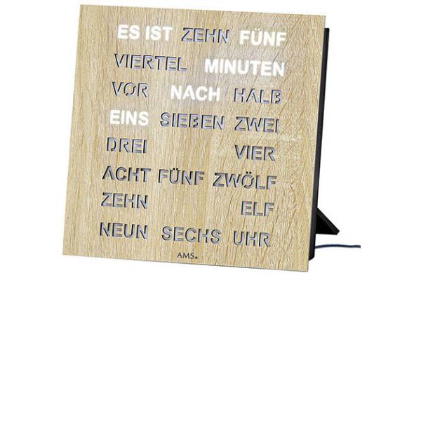 AMS Design Wortuhr Tischuhr 20cm Holzdekor