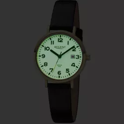 Regent Just Time: Armbanduhr mit Zahlen Leuchtzifferblatt 31mm