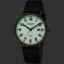 Regent Just Time: Armbanduhr mit Zahlen Leuchtzifferblatt 39mm