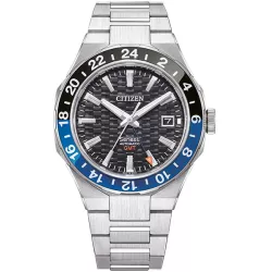 CITIZEN Series 8 GMT Automatik Stahl schwarz-blau