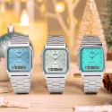 CASIO Digi-Analog Retro GMT Quartzuhr eisblau