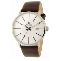 RENDEX Design Quartzuhr Edelstahl mit Lederband