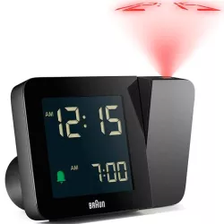 BRAUN Projektionswecker LCD-Digital Funkuhr schwarz